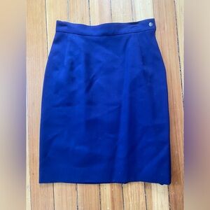 80s 90s Vintage Claude Montana wool indigo Navy Blue pencil Skirt